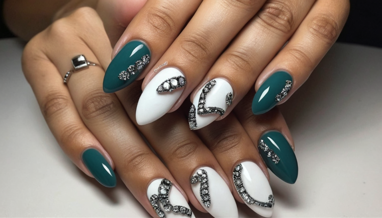 beautifully manicured homecoming nails with a chic and glamorous design