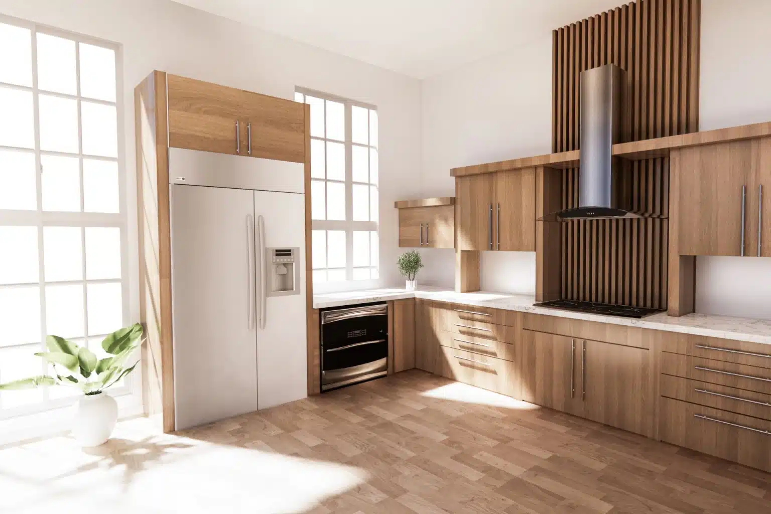 Floor-to-ceiling windows for Natural Light in kitchen