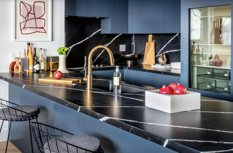 Black Marble Kitchen Shelf 