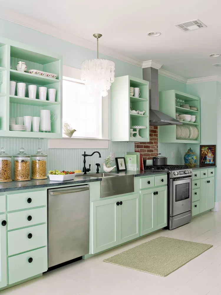 seafoam-green-kitchen-brick-accent