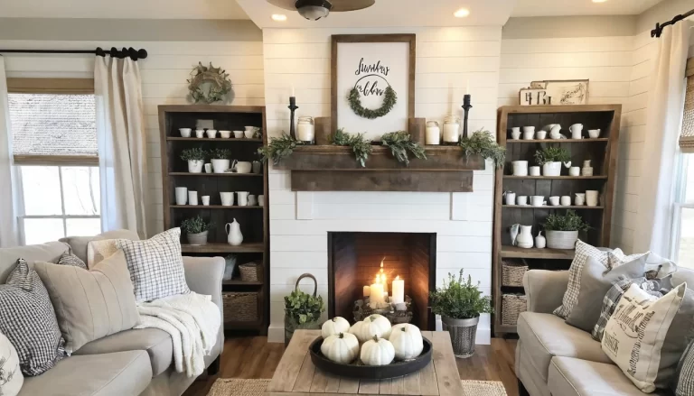 17 Charming Farmhouse Living Room Mantle Decor Ideas